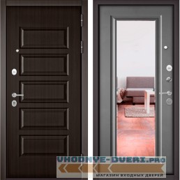 Дверь Бульдорс MASS90 Ларче шоколад 9S-108 / Бетон серый 9S-140 зеркало